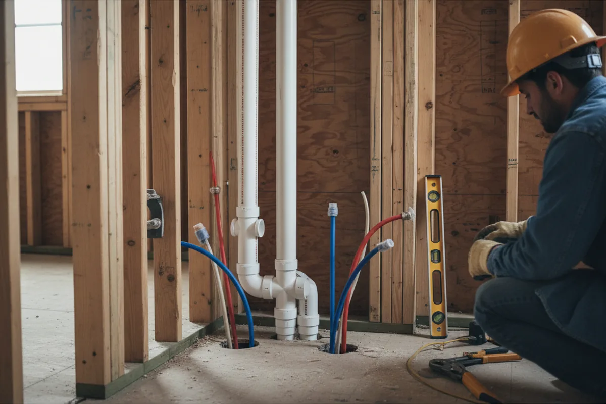 Drain and supply rough-in during Sump Pump Repair in La Canada Flintridge