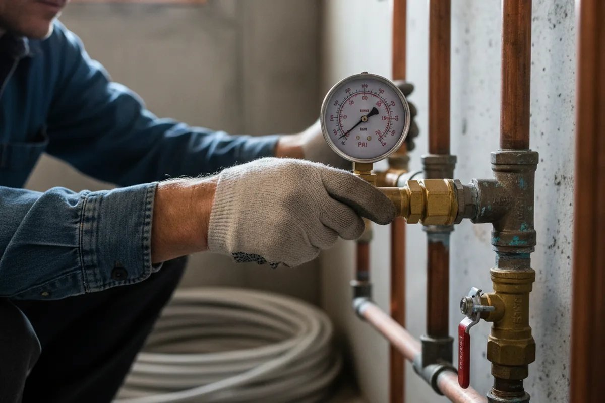 Pressure testing a repaired line during Water Line Repair in La Canada Flintridge